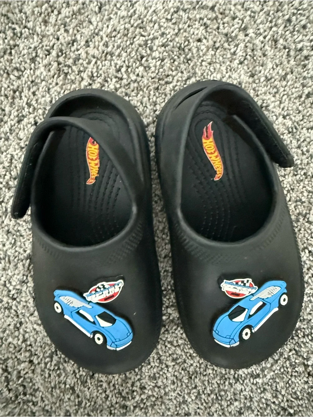 Kids Hot Wheels Clog Shoes with Blue Car Accent